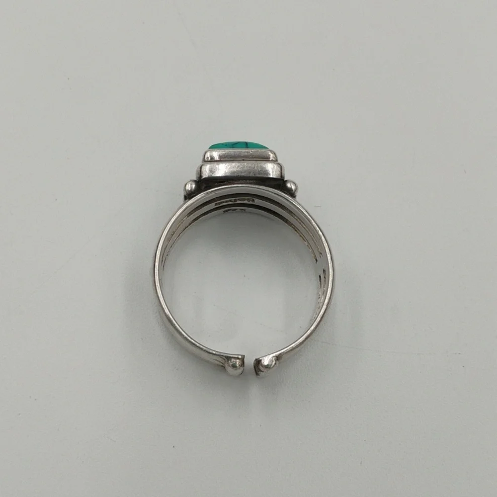 SAJEN 925 Sterling Silver Turquoise Stone Ring Adjustable